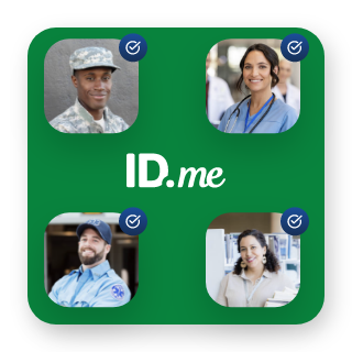 IDme logo with four headshots of verified users
