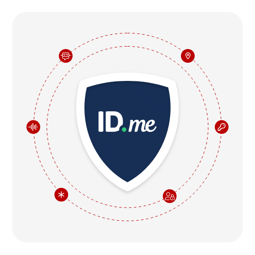 Authorized use text over IDme shield and security icons