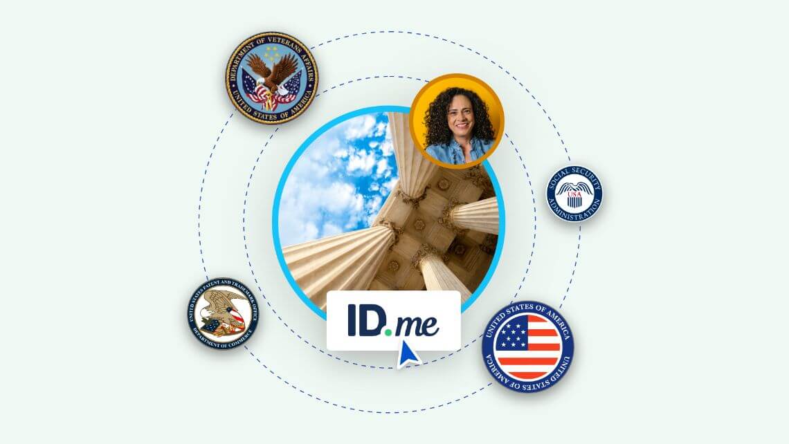 IDme logo with government agency icons and user profile photo