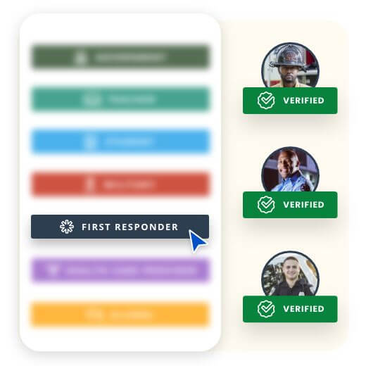 Verified first responder profiles next to communities menu with first responder selected