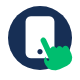 Icon of mobile phone with green pointing hand