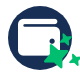 Icon of wallet with green stars