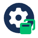 Icon of gear with green internet tabs