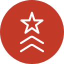 Icon of nonspecific star and chevrons insignia in red circle