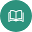 Icon of open book in green circle