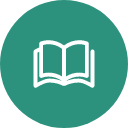 Icon of open book in green circle