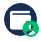 Icon of wallet with green profile circle