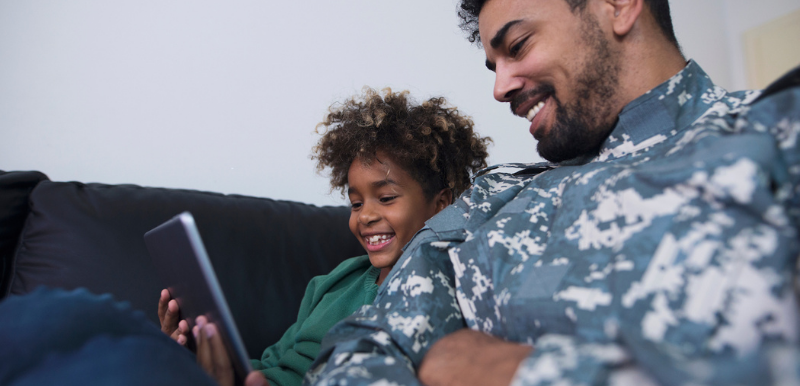 Military family shopping online